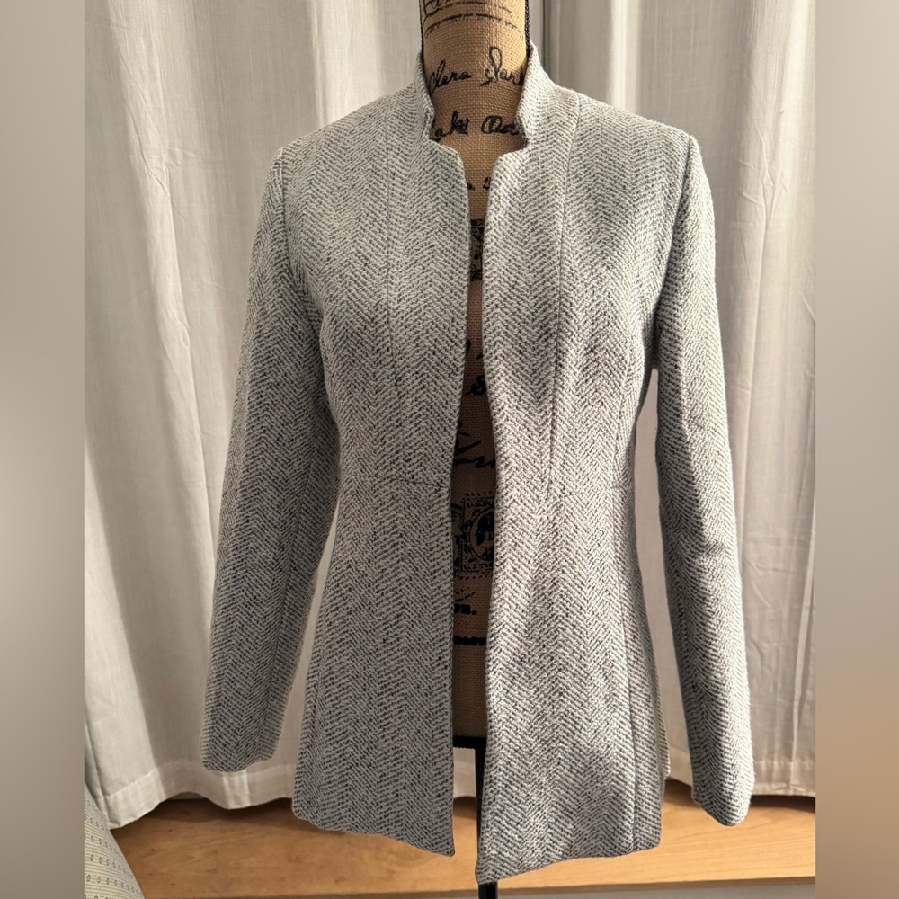 Chic Gray Herringbone pea coat